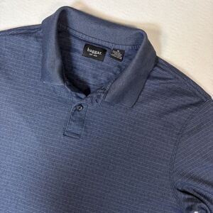 Haggar Men's Size M Polo Shirt Blue Textured Striped Short Sleeve Cotton Blend